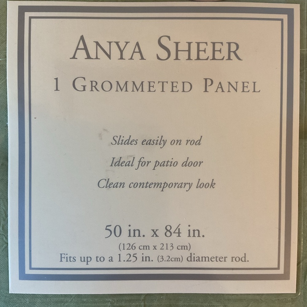 Set of 2 Anya Sheer Grommeted Curtain Panels Light Green 50” x 84” NWT - Picture 6 of 11